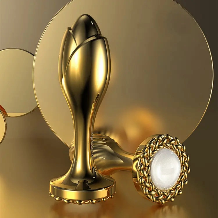Gold Stainless Steel Rose Butt Plug - Unisex Anal Expansion Toy