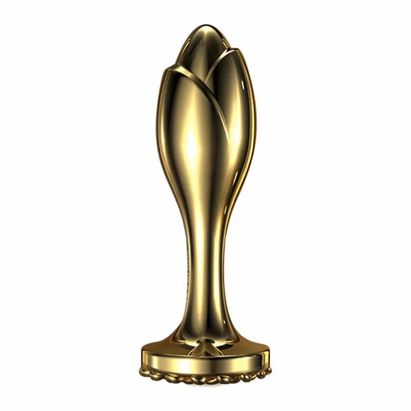 Gold Stainless Steel Rose Butt Plug - Unisex Anal Expansion Toy