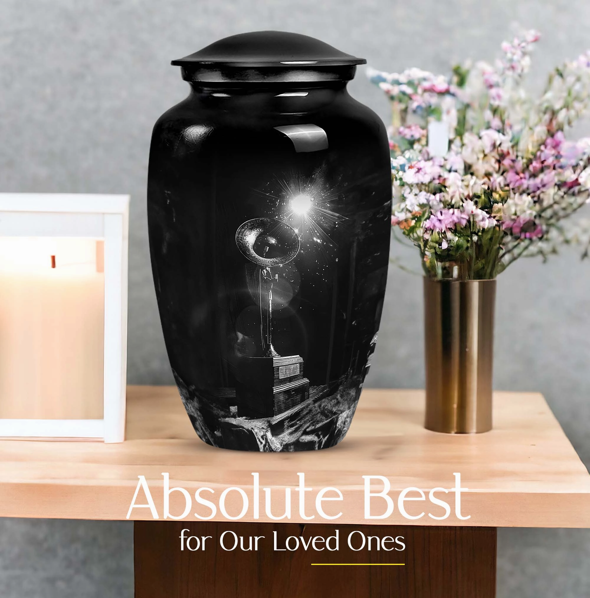 Gramophone Tribute: Cherished Memorial Urn for Men