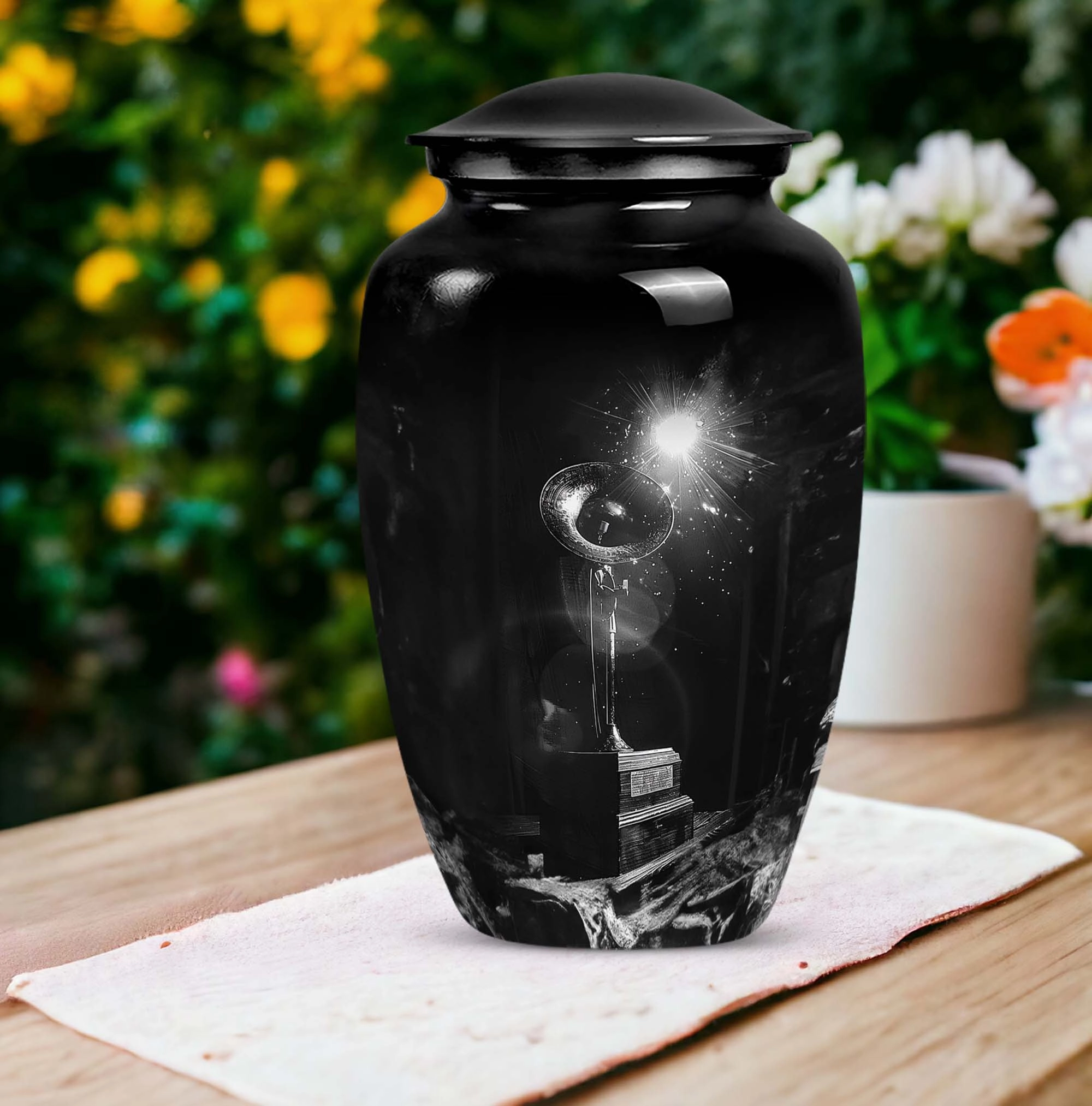 Gramophone Tribute: Cherished Memorial Urn for Men