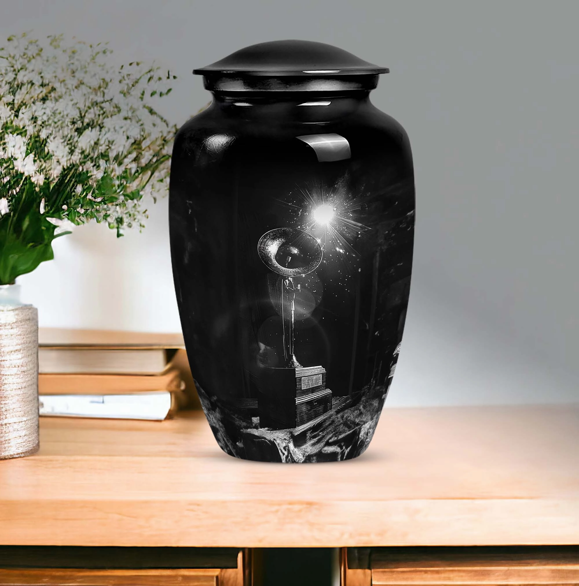 Gramophone Tribute: Cherished Memorial Urn for Men