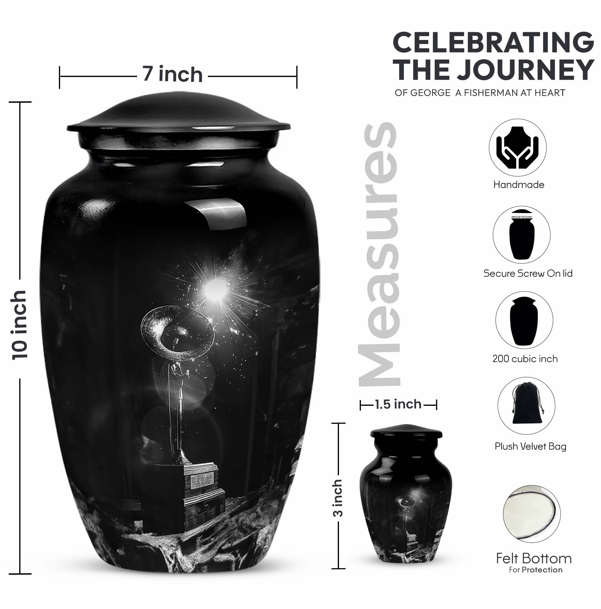 Gramophone Tribute: Cherished Memorial Urn for Men