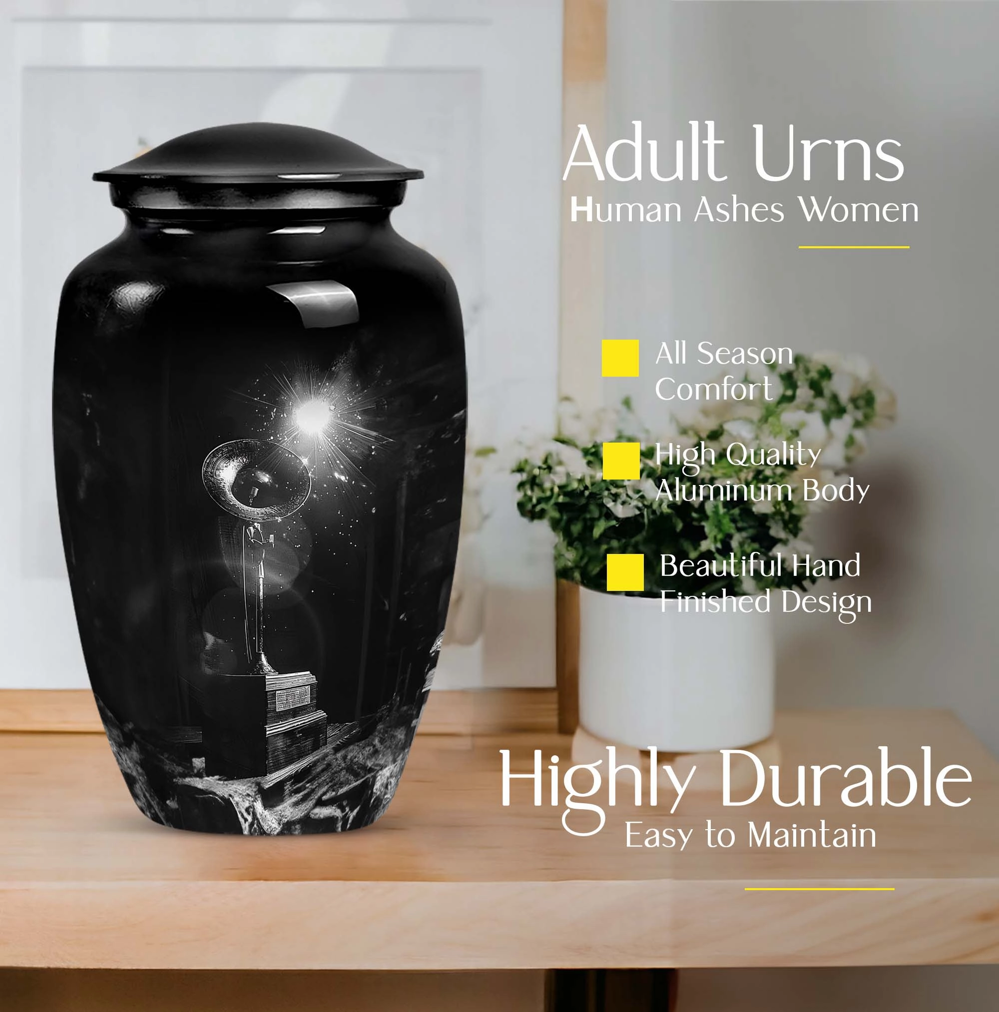 Gramophone Tribute: Cherished Memorial Urn for Men