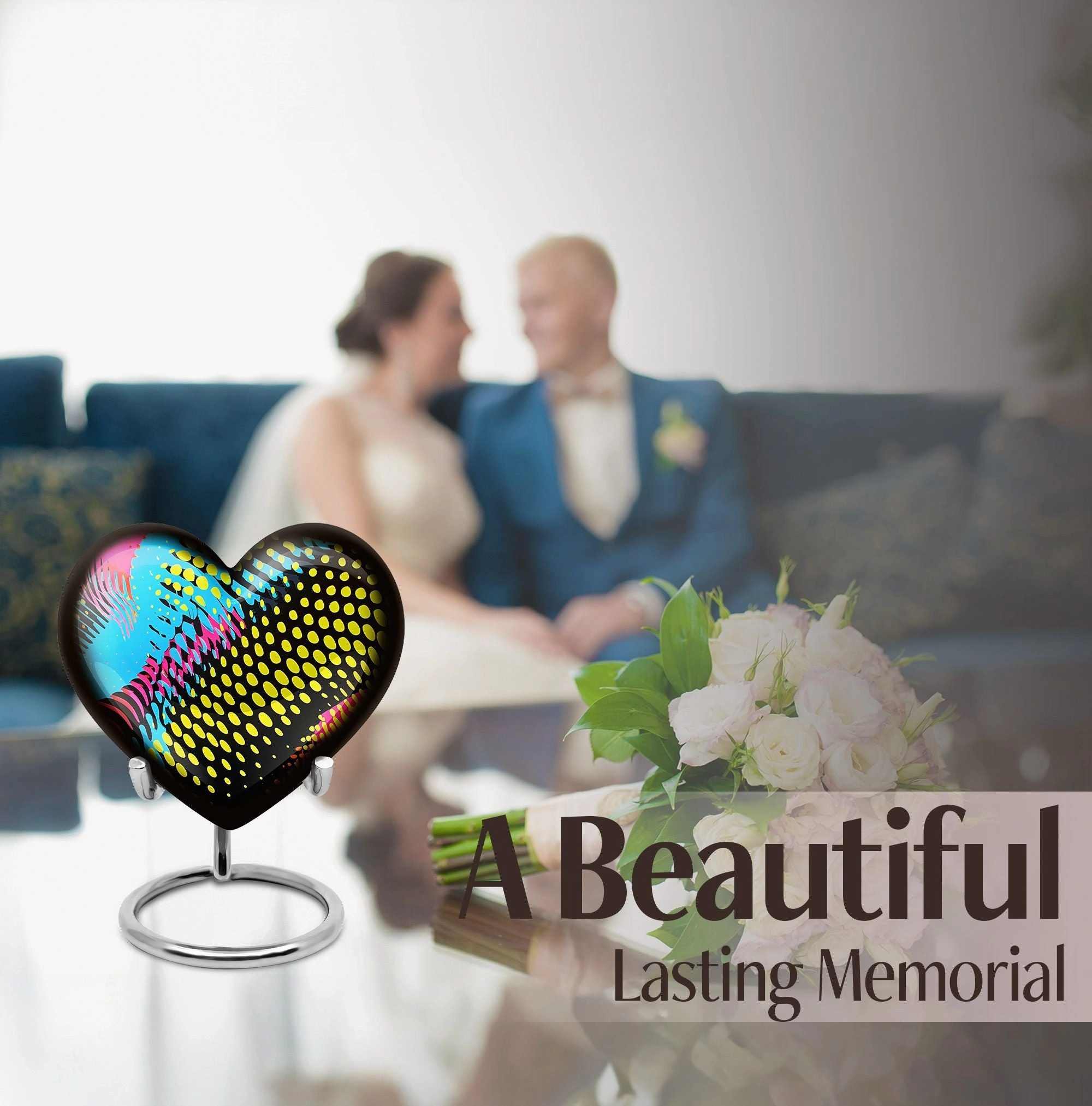 Harmony Heart: Personalized Cremation Pattern Urn Designed for Adult Ash Memorialization