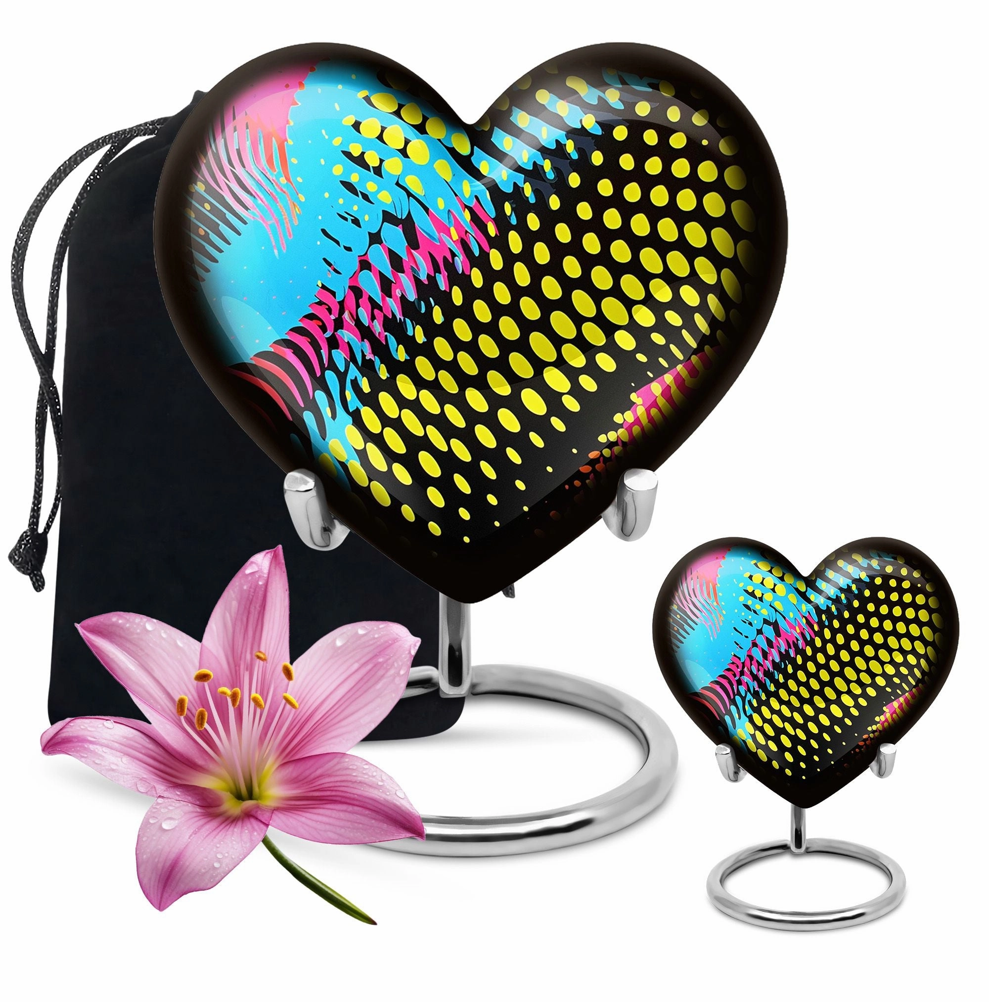 Harmony Heart: Personalized Cremation Pattern Urn Designed for Adult Ash Memorialization