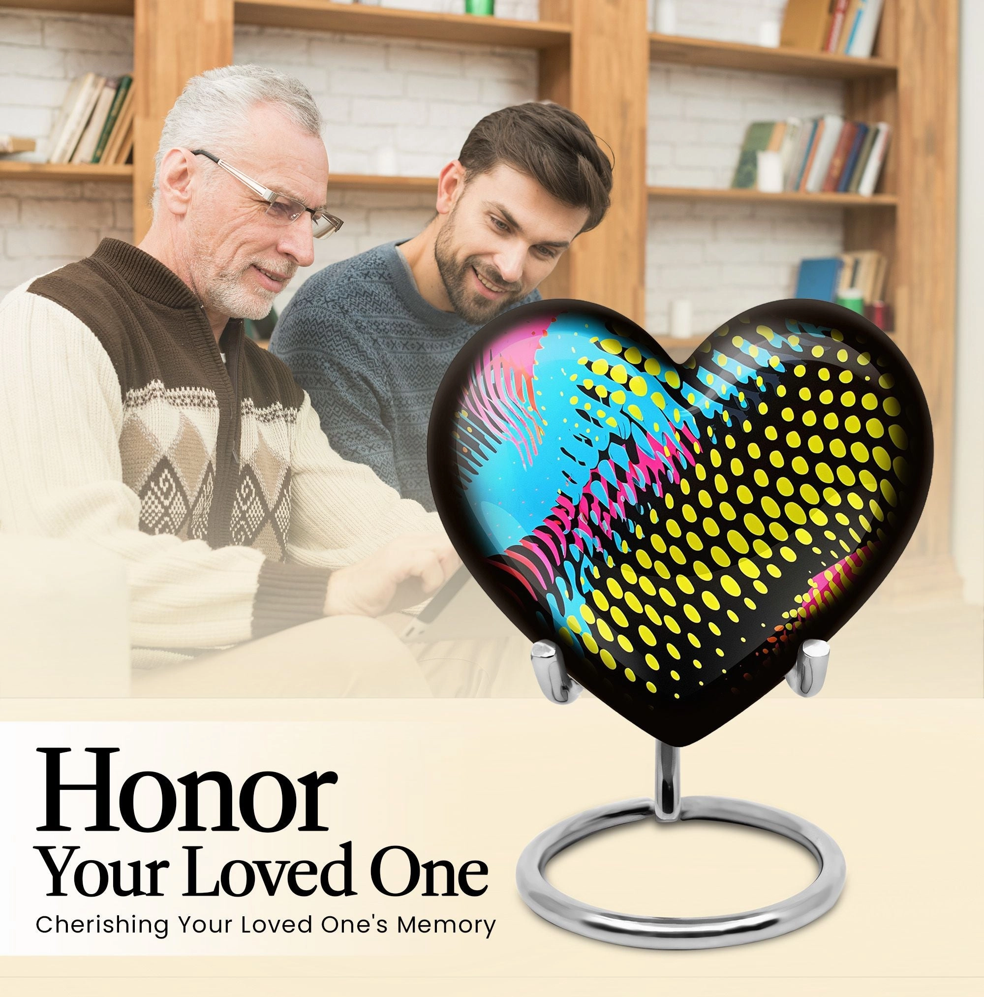 Harmony Heart: Personalized Cremation Pattern Urn Designed for Adult Ash Memorialization
