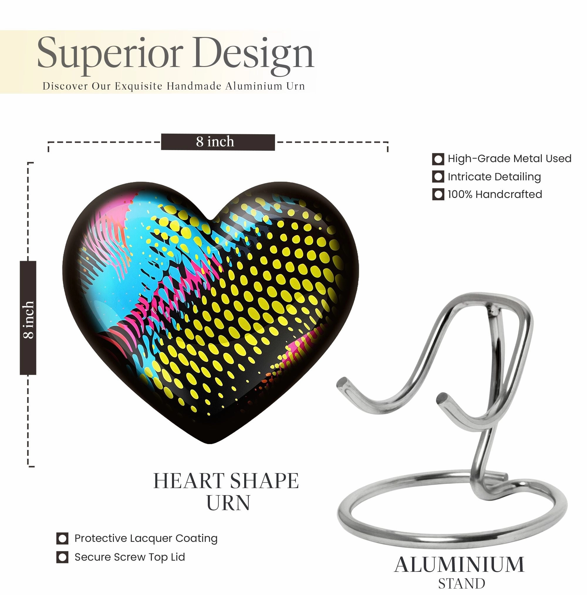Harmony Heart: Personalized Cremation Pattern Urn Designed for Adult Ash Memorialization