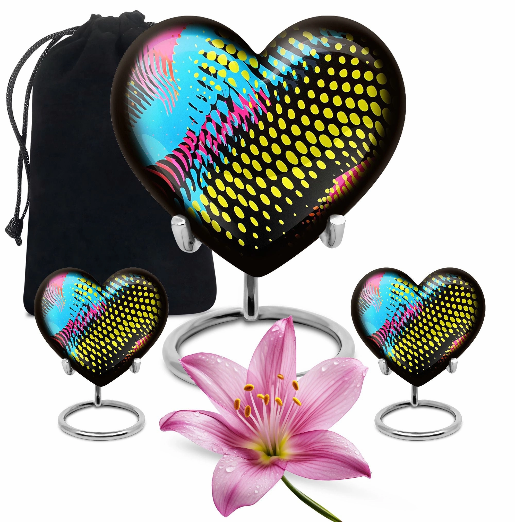 Harmony Heart: Personalized Cremation Pattern Urn Designed for Adult Ash Memorialization