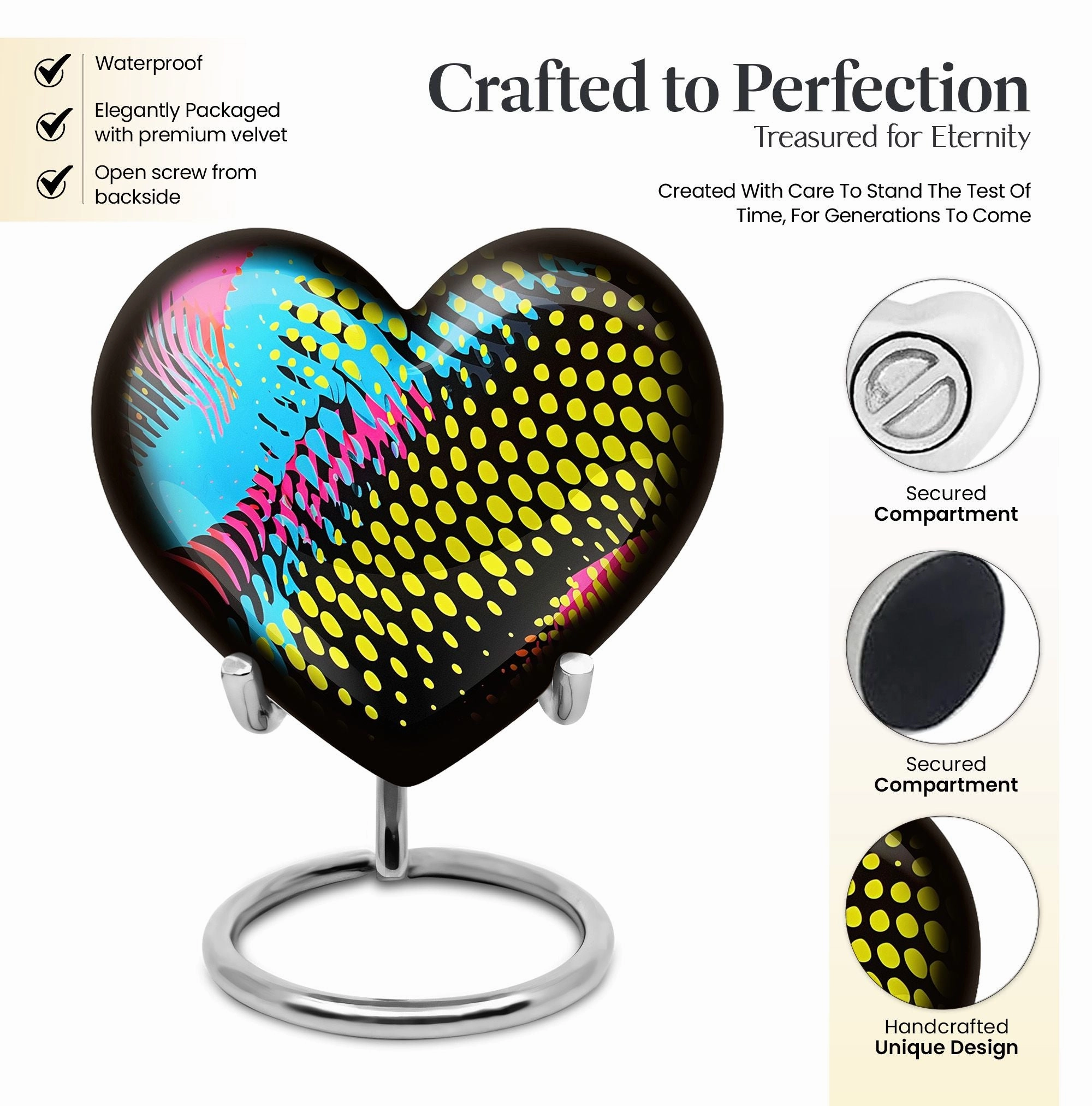 Harmony Heart: Personalized Cremation Pattern Urn Designed for Adult Ash Memorialization