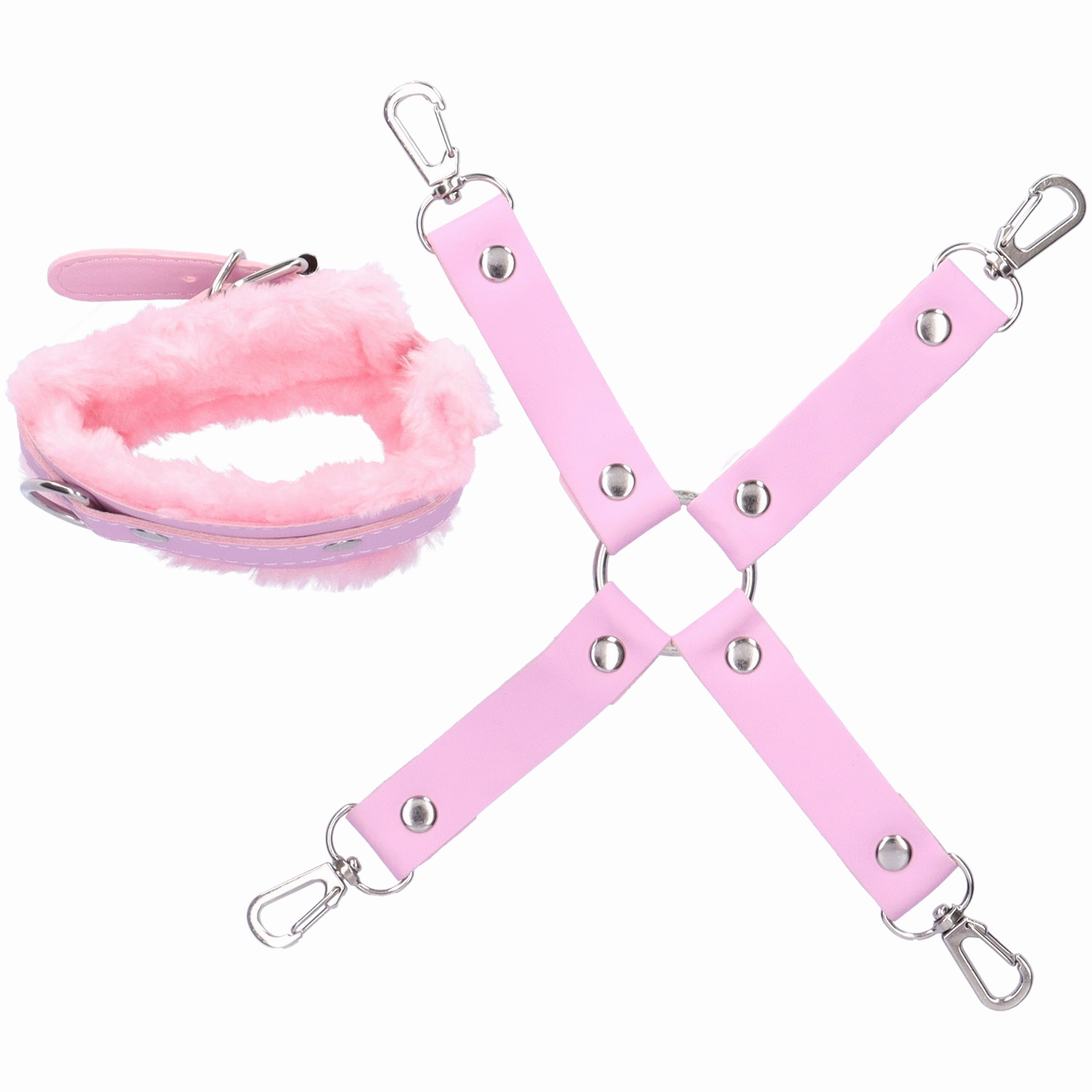 Hog Tie Restraint With Faux Fur Cuffs