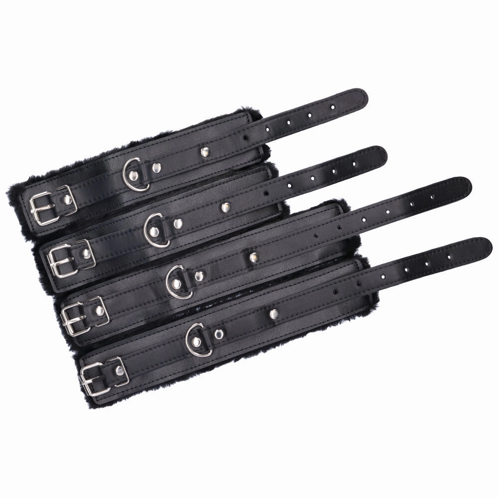 Hog Tie Restraint With Faux Fur Cuffs