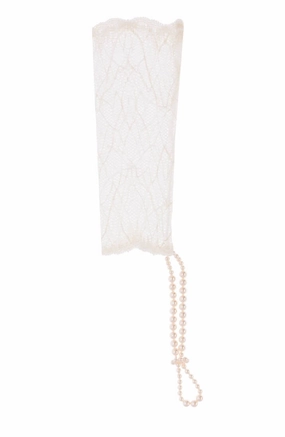 Ivory glove with stimulating pearls - Sydney Glove