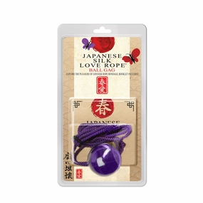 Japanese Silk Love Rope Ball Gag, Purple