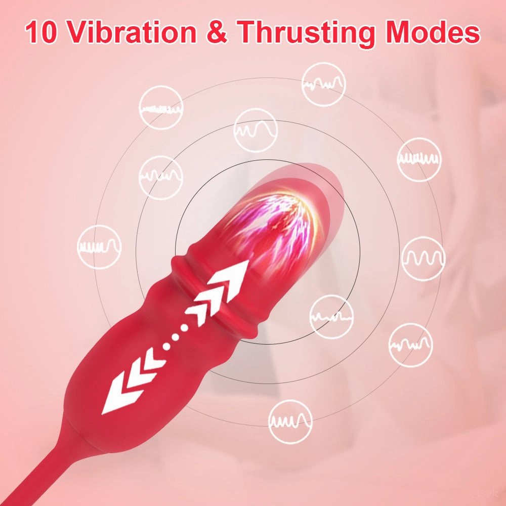 Joe—Rose Dual Tongue Dildo G Spot Vibrators with 10 Licking & 10 Thrusting
