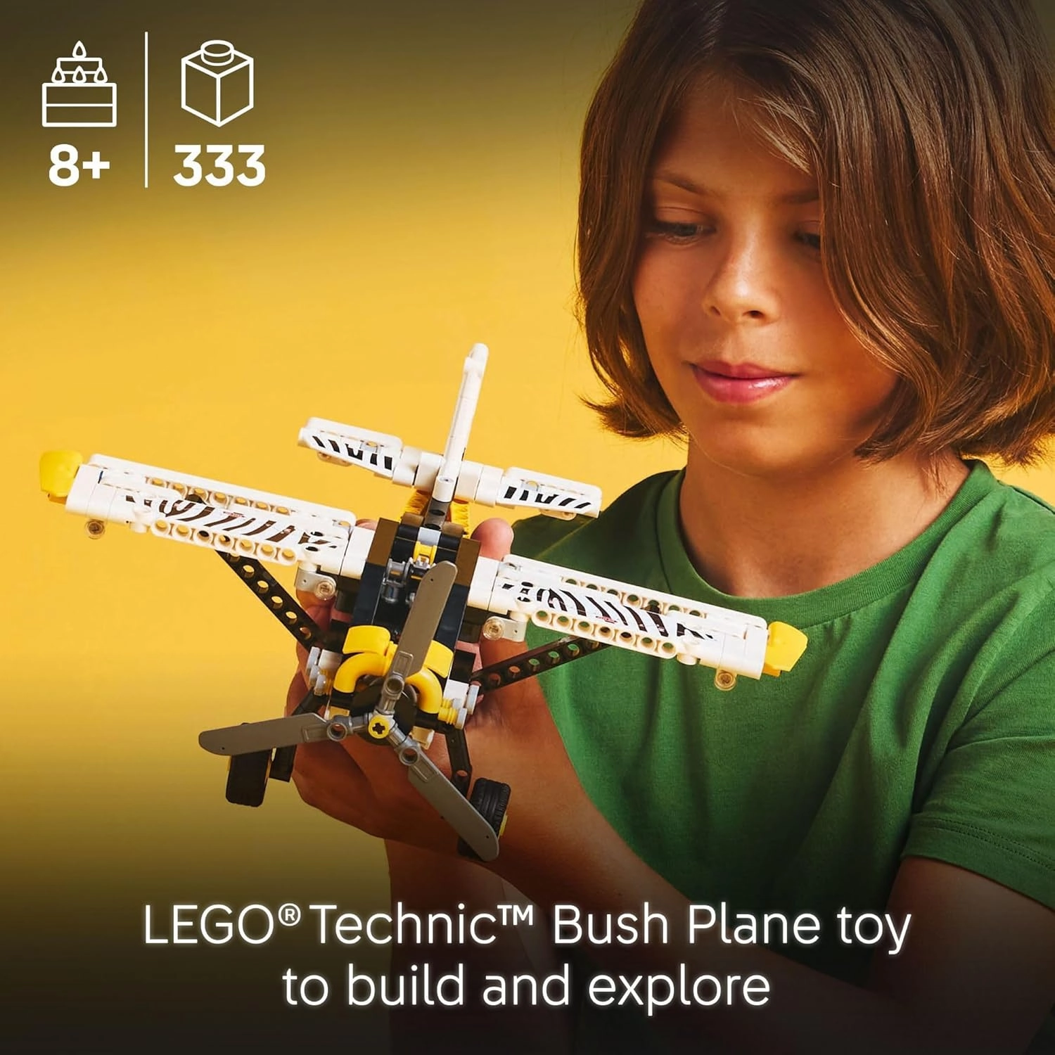 LEGO 6526803 Technic Bush Plane Building Toy with Spinning Propeller, 4-Cylinder Piston Engine 42198