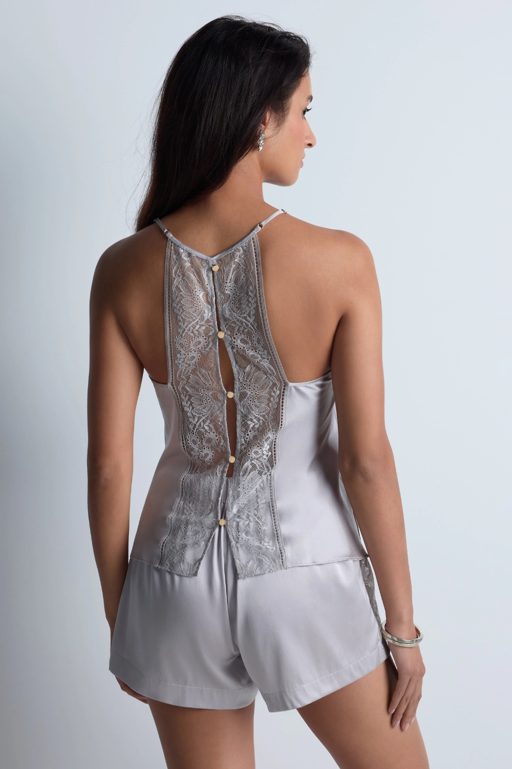 Midnight Whisper Silk Shorts in Cosmos Silver