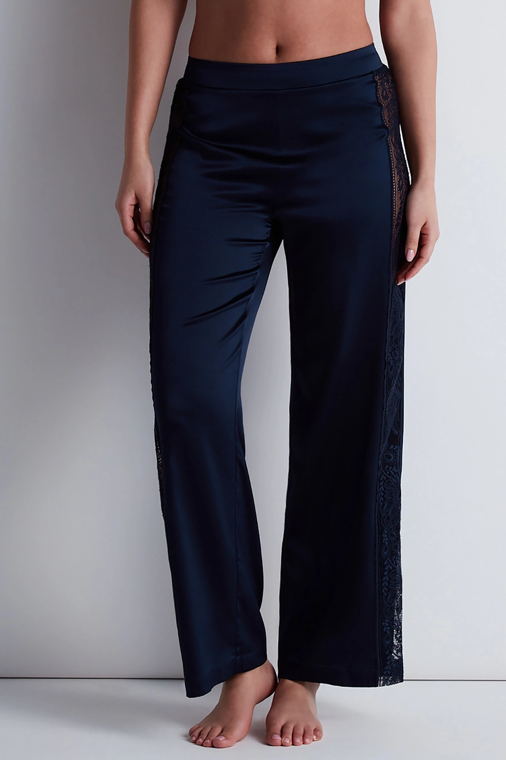 Midnight Whisper Silk Trousers Evening Blue