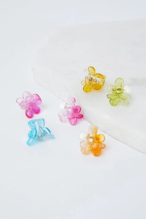 Multi 6 Pcs Floral Shaped Mini Claw Clips