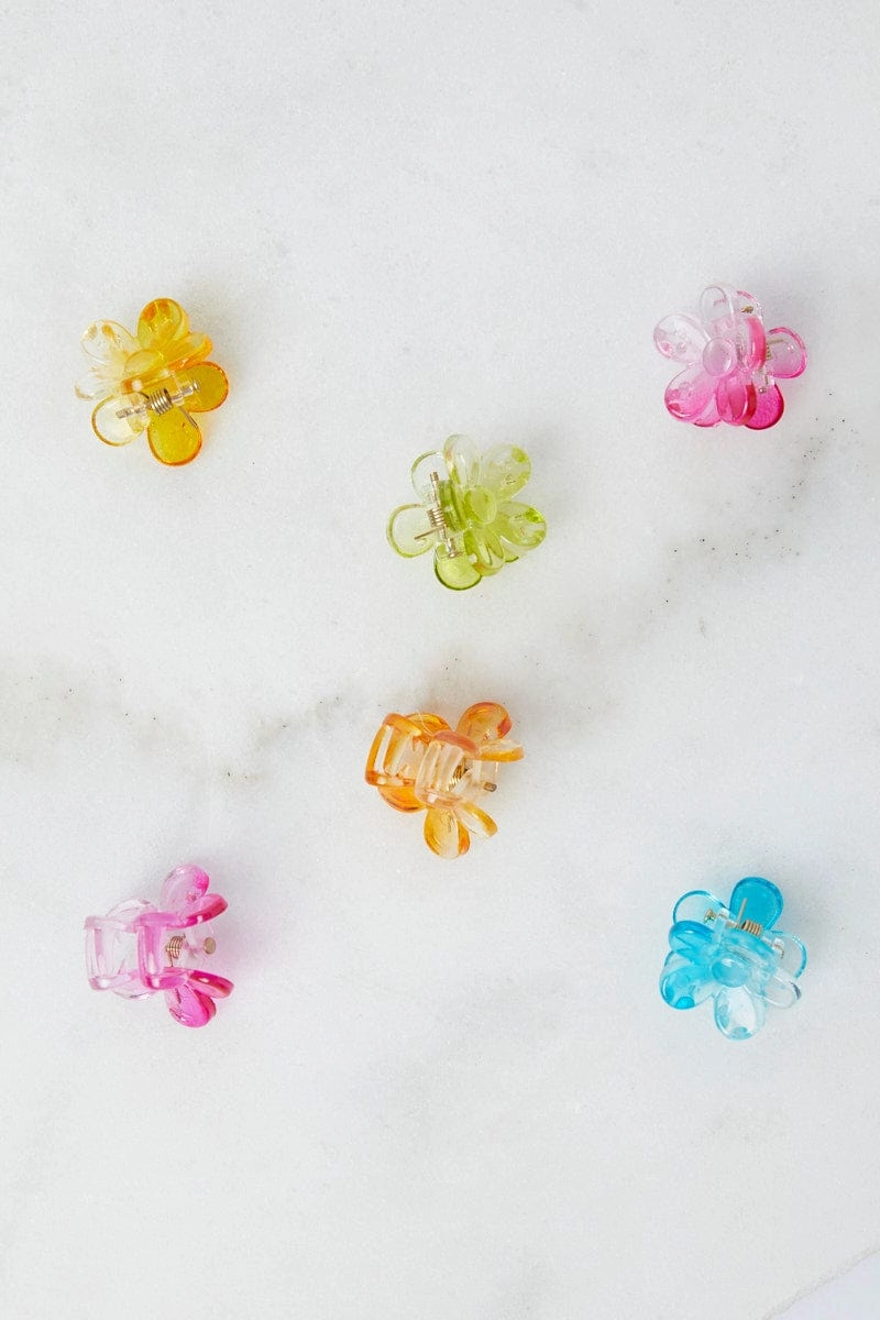 Multi 6 Pcs Floral Shaped Mini Claw Clips