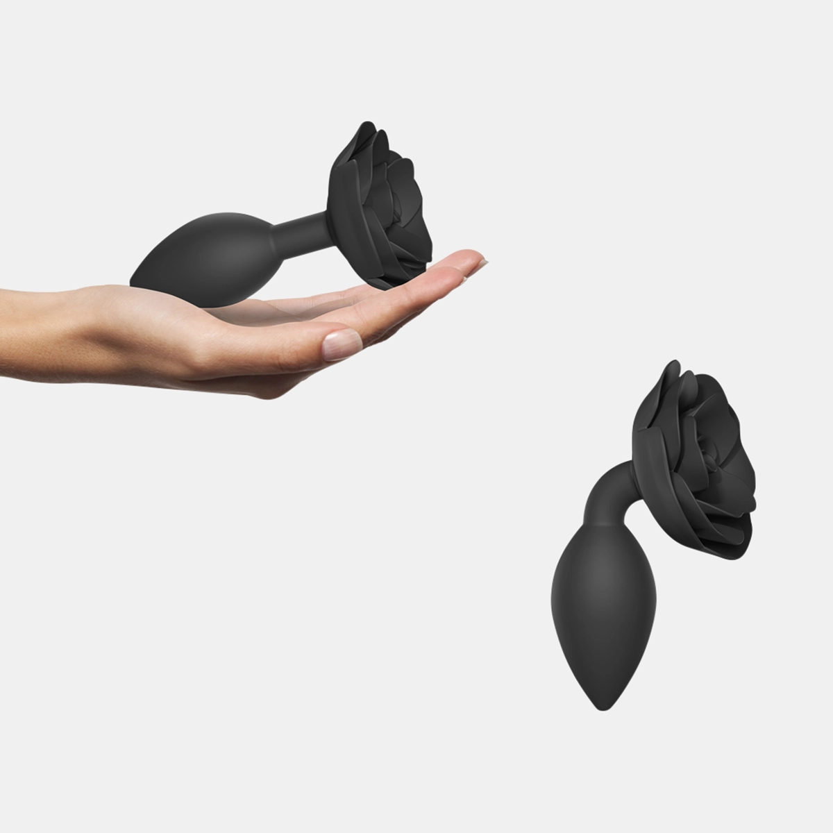 Open Roses Non Vibrating Butt Plug Large - Black Onyx
