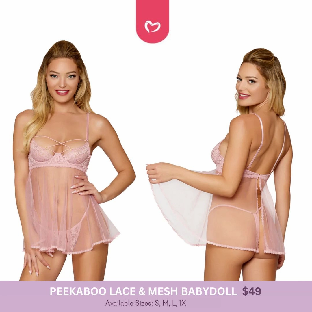 Peekaboo Lace & Mesh Babydoll Set - 3 LEFT!