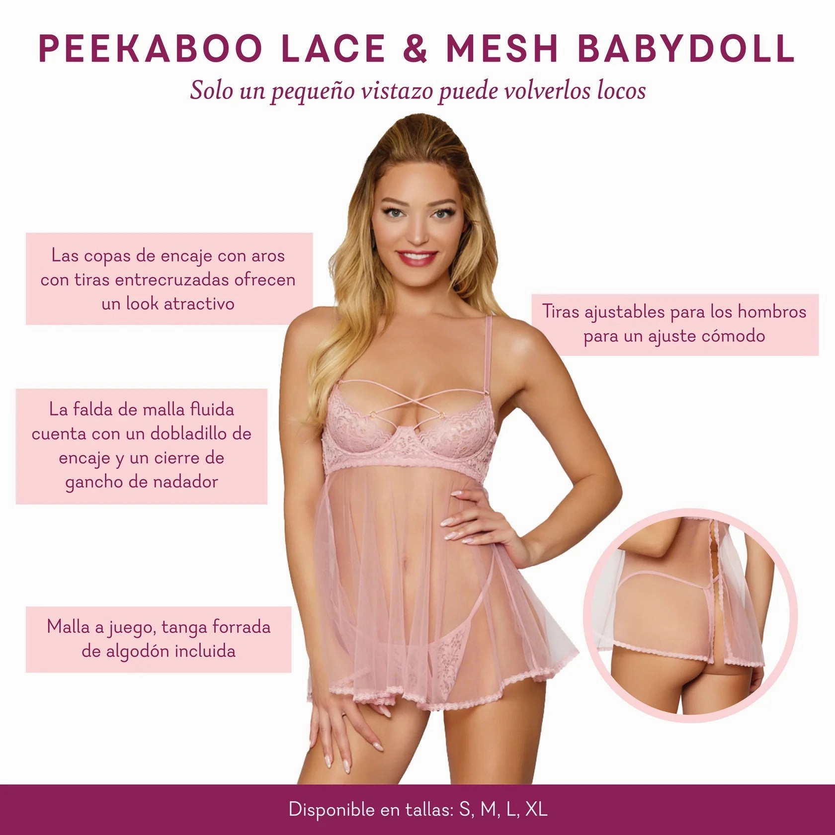 Peekaboo Lace & Mesh Babydoll Set - 3 LEFT!
