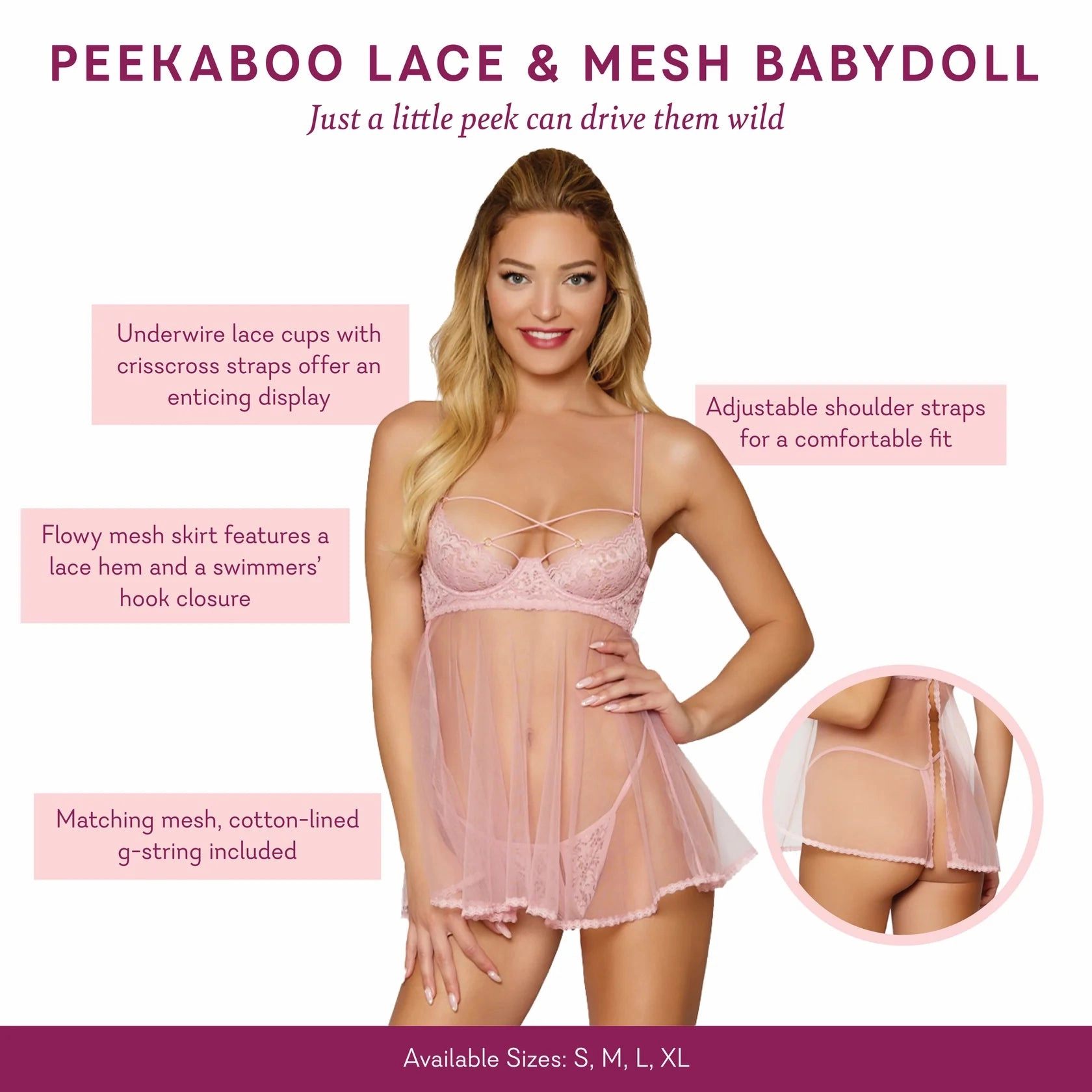 Peekaboo Lace & Mesh Babydoll Set - 3 LEFT!