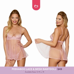 Peekaboo Lace & Mesh Babydoll Set - 3 LEFT!