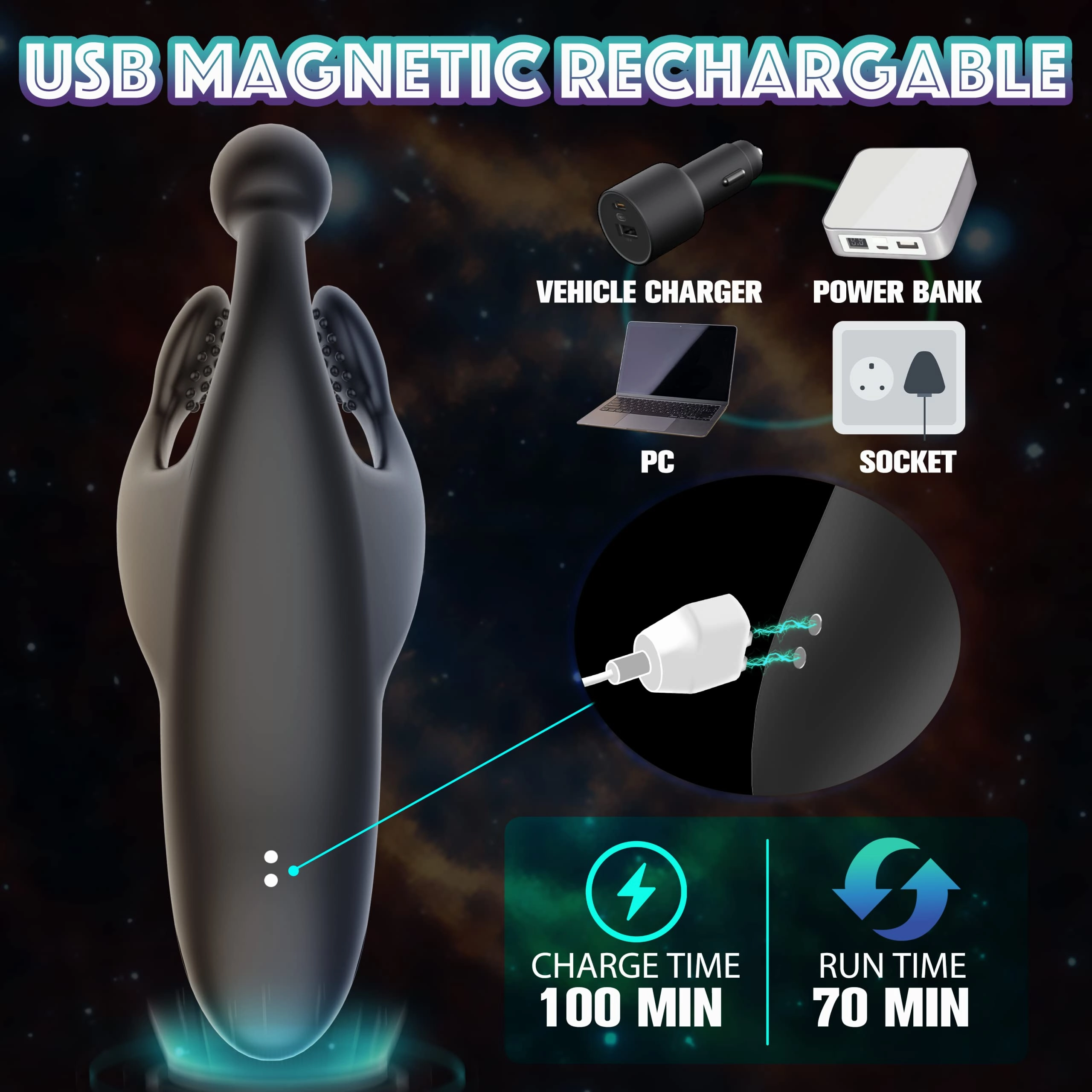 Penis Vibrator with Tapping and Vibration