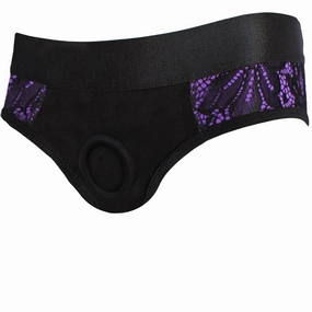 Petite Panty  Harness - Black & Purple