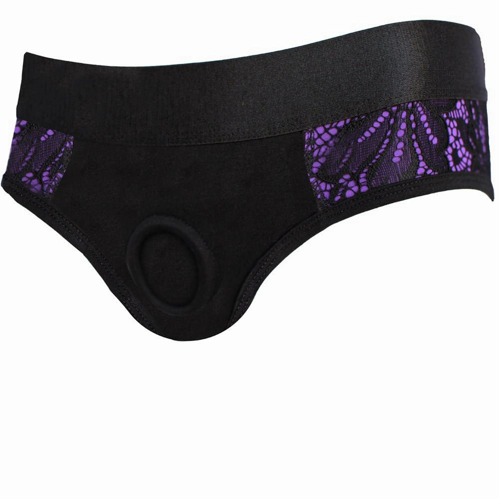 Petite Panty  Harness - Black & Purple