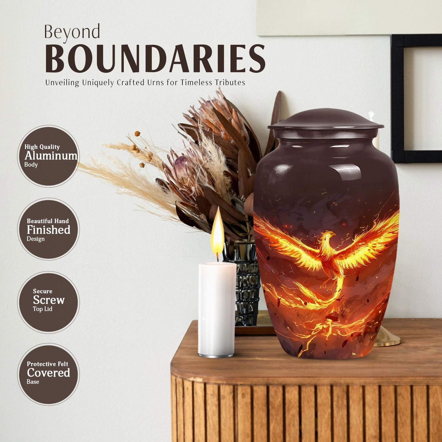 Phoenix Bird Legacy: Cremation Urn for Storing Adult Males Ashes