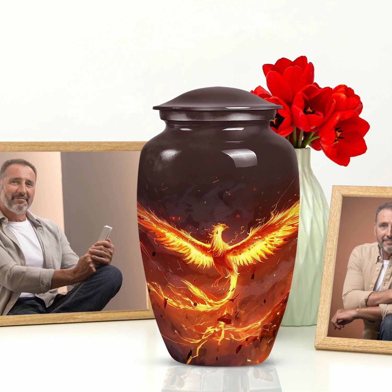 Phoenix Bird Legacy: Cremation Urn for Storing Adult Males Ashes