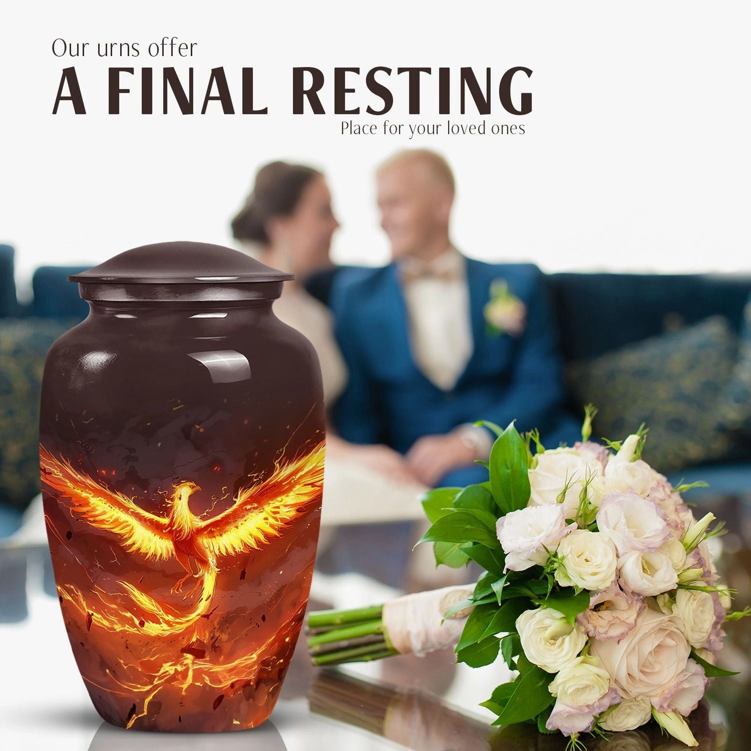 Phoenix Bird Legacy: Cremation Urn for Storing Adult Males Ashes