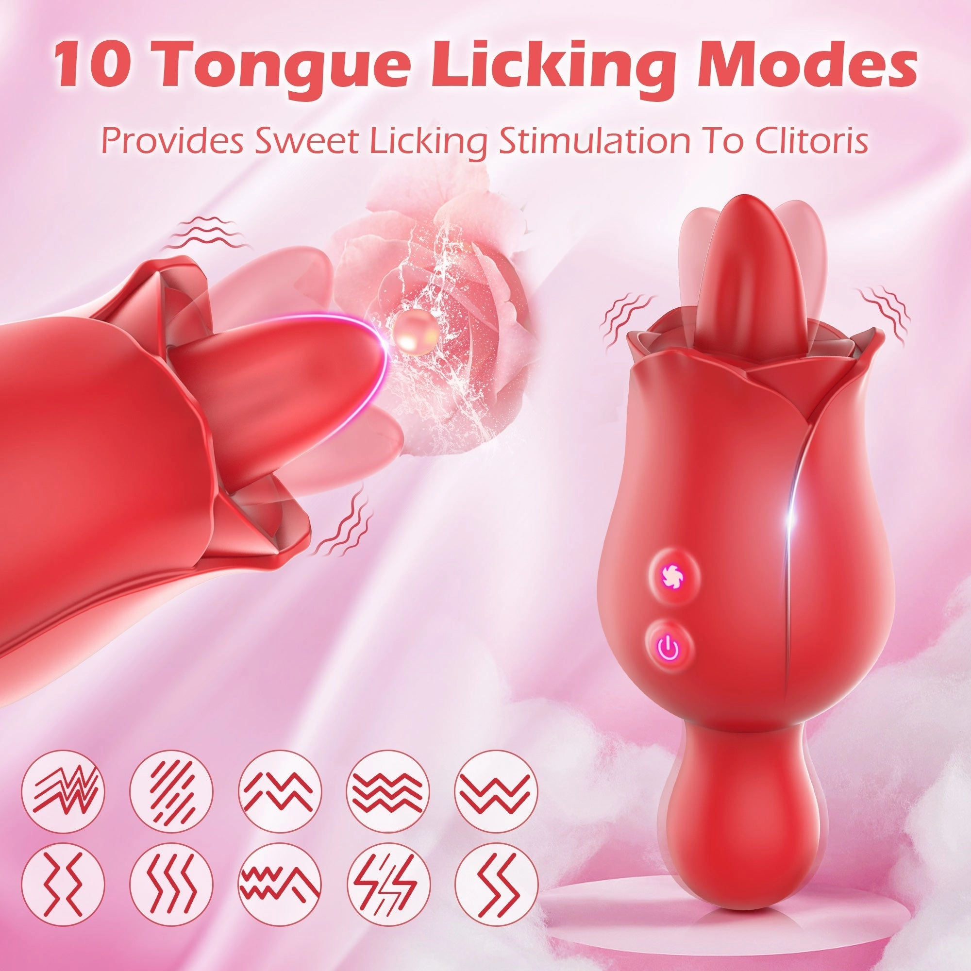 PoshGlim - Rose Vibrator with Licking & Vibrating Modes