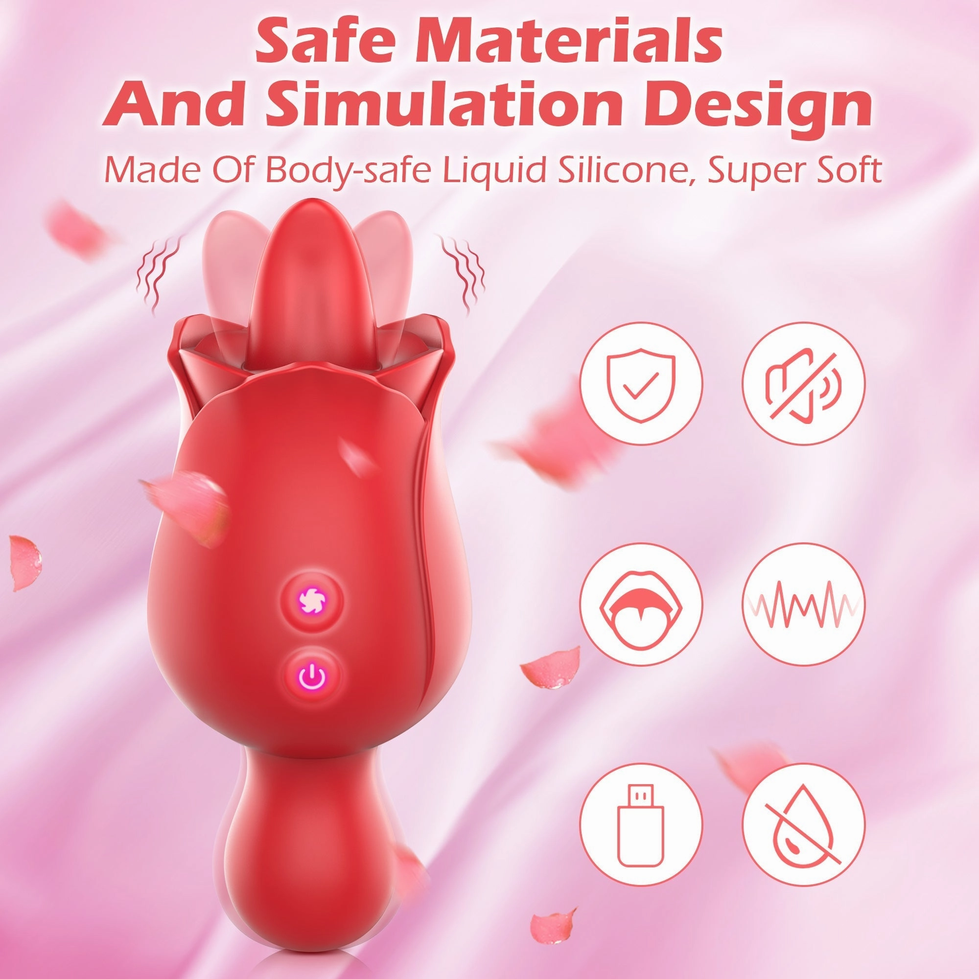 PoshGlim - Rose Vibrator with Licking & Vibrating Modes