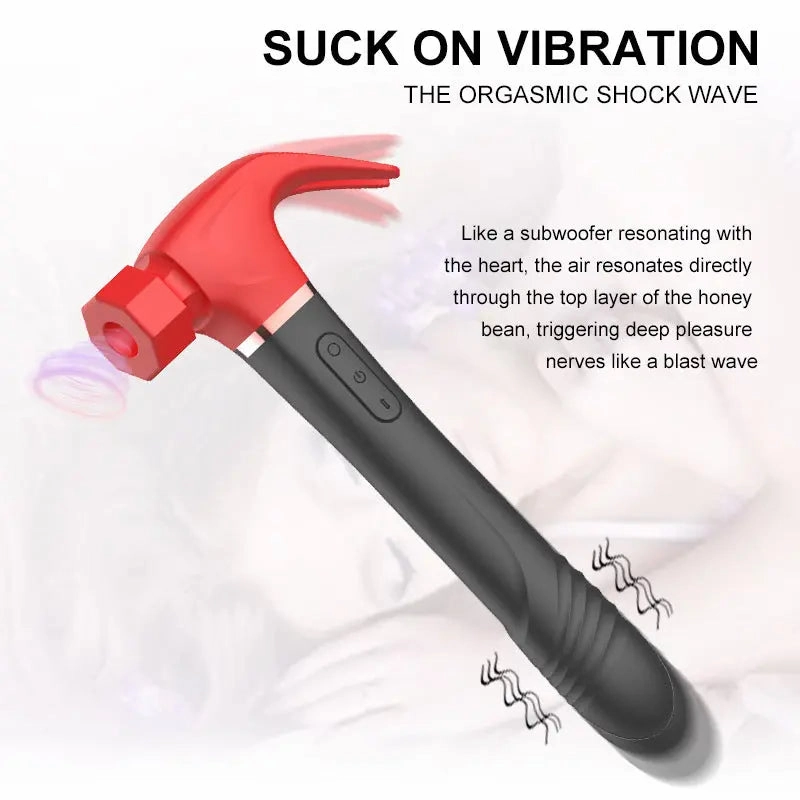 Quusvik 4-in-1 G-Spot Vibrator Hammer Dildo for Women, Suction & Masturbation Toy