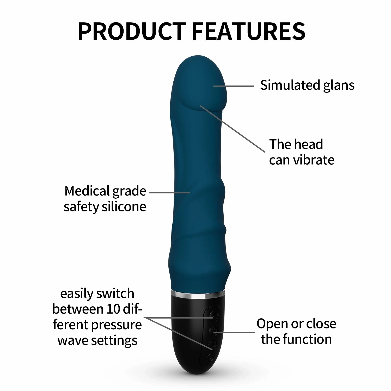Realistic Thrusting Dildo Vibrator 10-Mode Vibrating Clitoral Stimulator