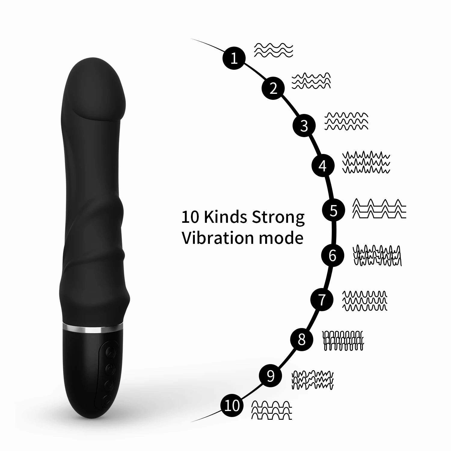 Realistic Thrusting Dildo Vibrator 10-Mode Vibrating Clitoral Stimulator