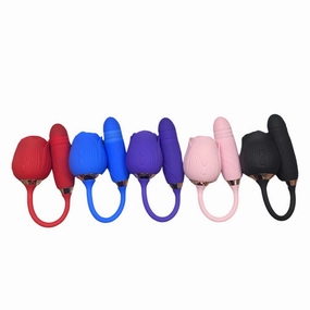 Rose Clitoral Sucking Vibrator with Self-Thrusting Dildo