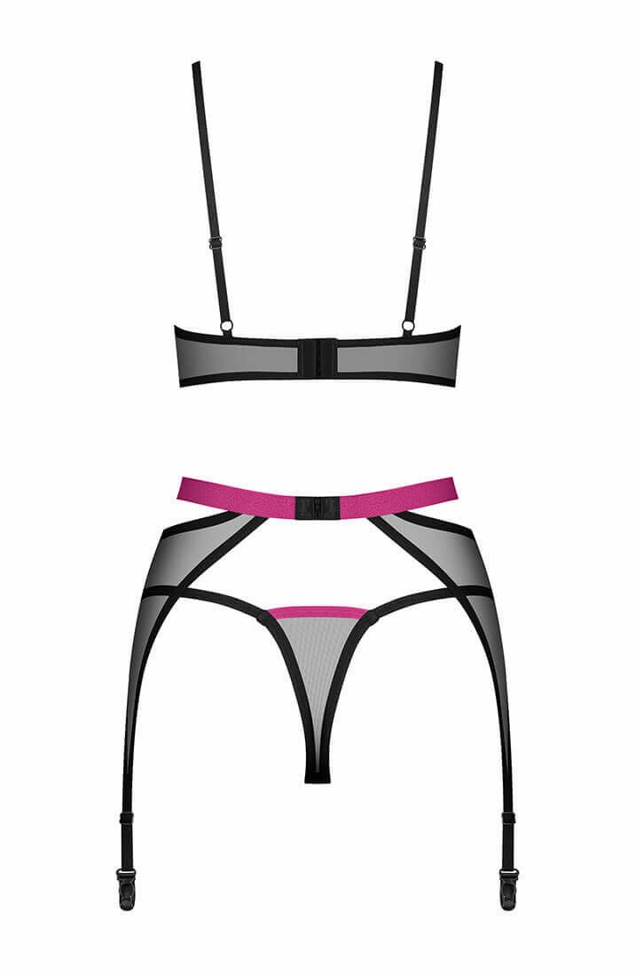 Sheer black 3 pc lingerie set - Let's Get Serious