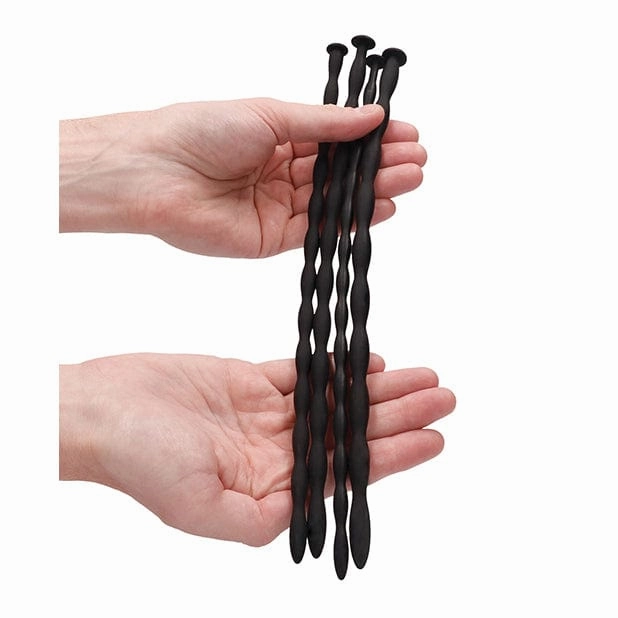 Shots - Ouch Advanced Urethral Sounding Silicone Spiral Screw Plug Set (Black)