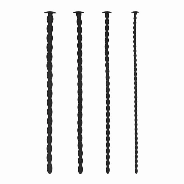 Shots - Ouch Advanced Urethral Sounding Silicone Spiral Screw Plug Set (Black)