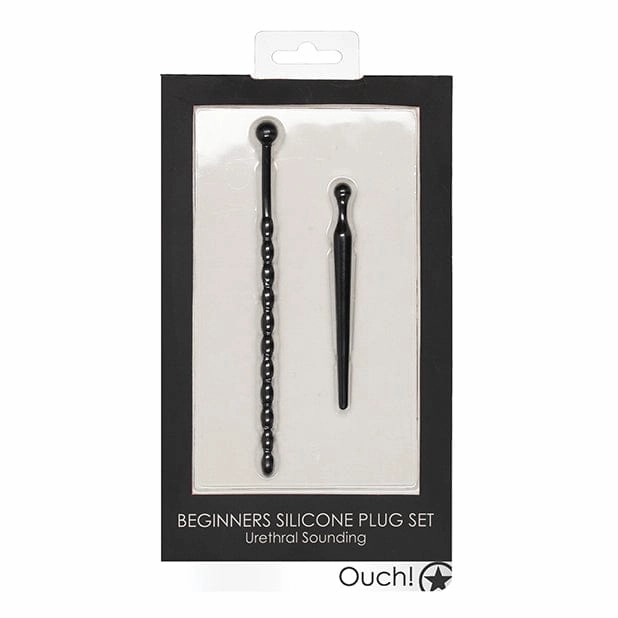 Shots - Ouch Urethral Sounding Silicone Plug Beginners Set (Black)
