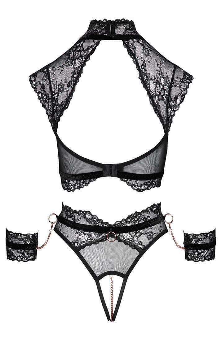 Soft bondage lace lingerie set with restraints - No Control
