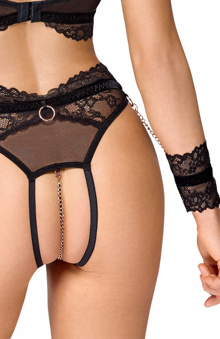 Soft bondage lace lingerie set with restraints - No Control