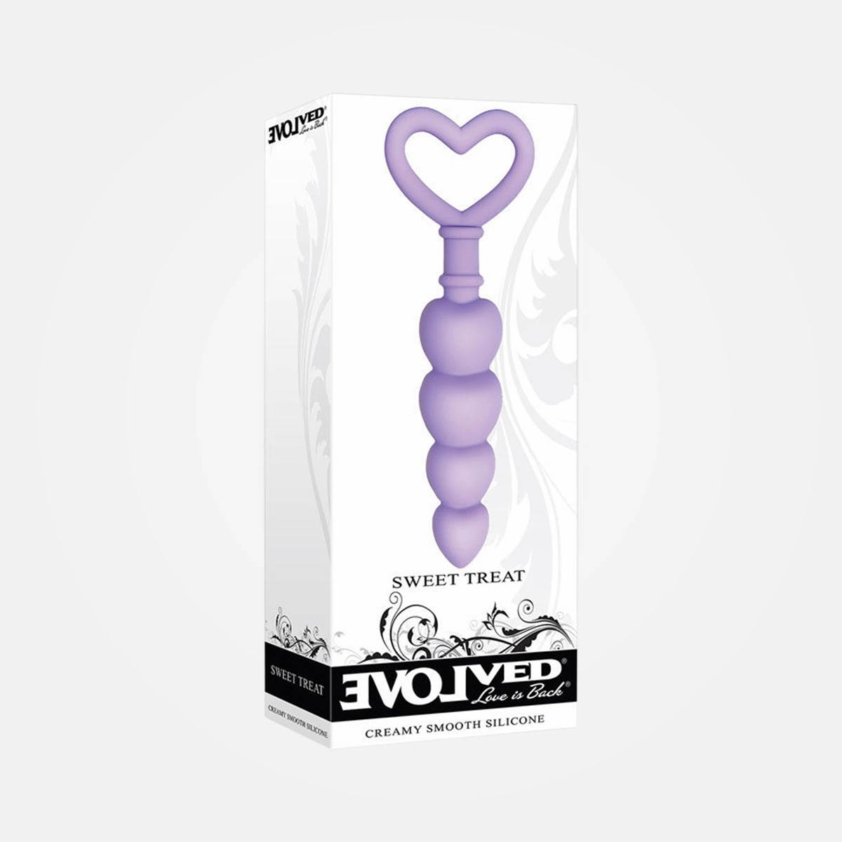 Sweet Treat - Lilac Non-Vibrating Beaded Anal Plug with Heart Ring Handle