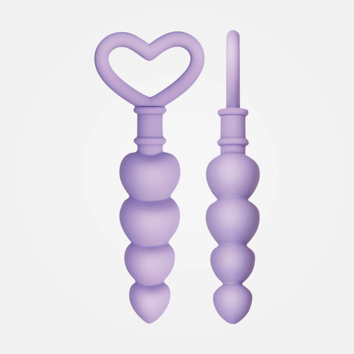 Sweet Treat - Lilac Non-Vibrating Beaded Anal Plug with Heart Ring Handle