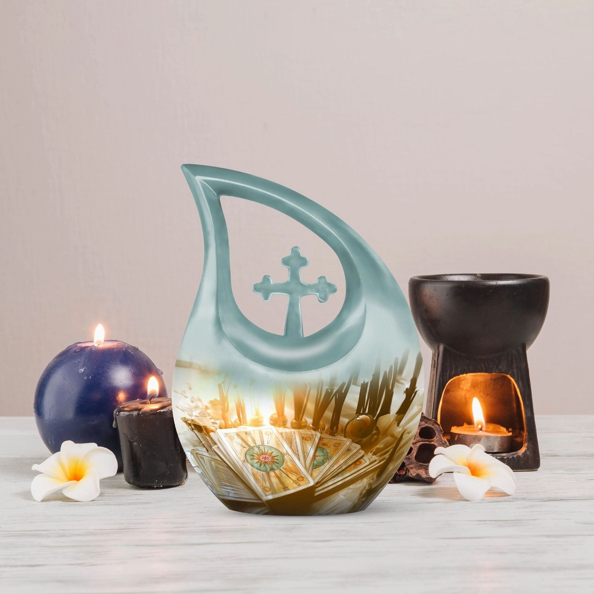 Tarot Urn Embrace Pink Cross Drop Remembrance Solution