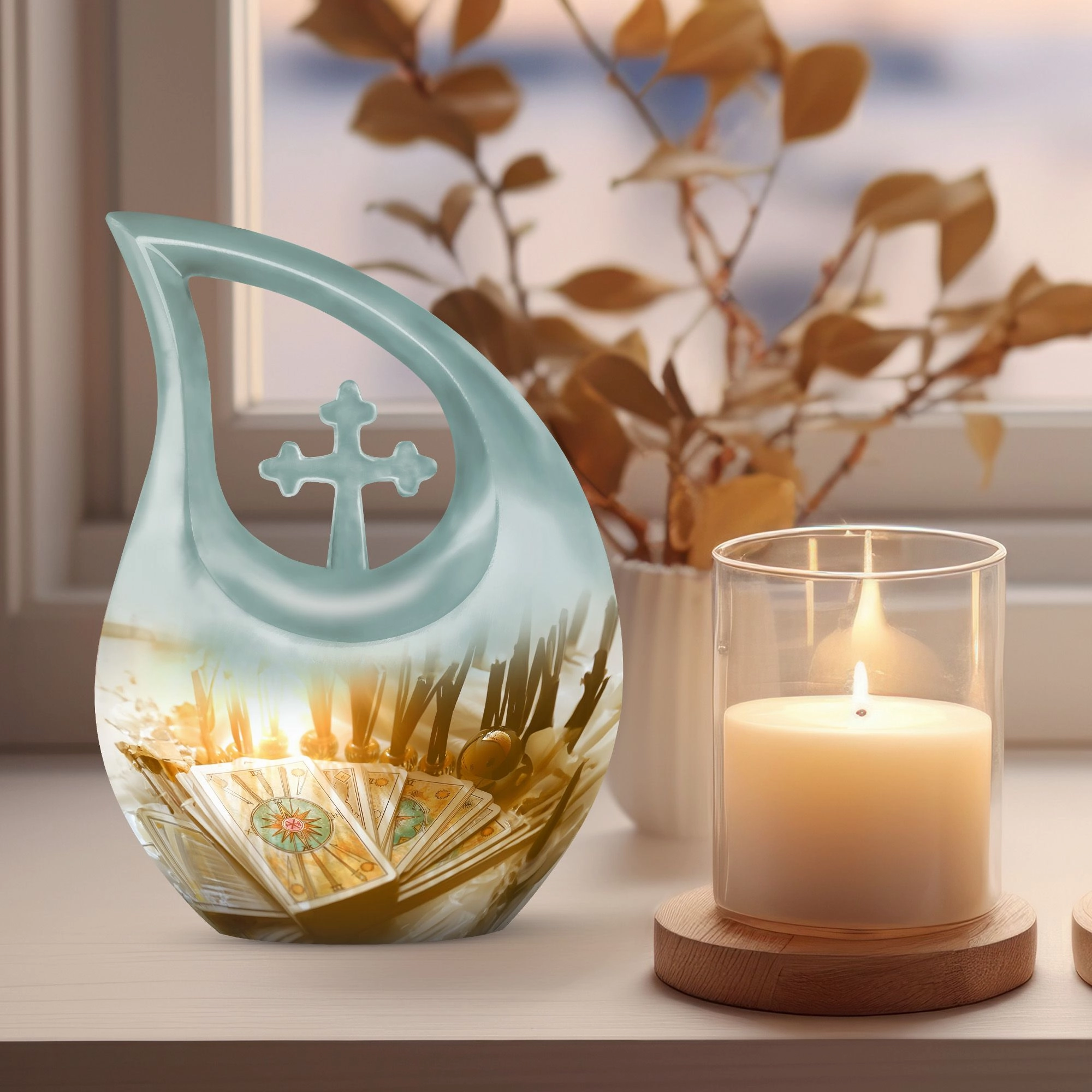 Tarot Urn Embrace Pink Cross Drop Remembrance Solution